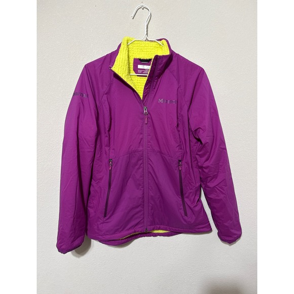 Marmot Jackets & Blazers - Marmot Full Zip Jacket Womens Small Purple Lime Green Fleece Lined Gorpcore